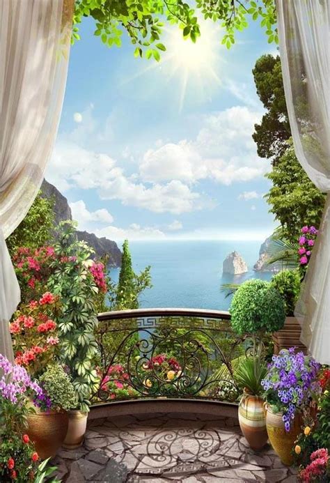 Beautiful Scenery Blue Sea Outside the Window Backdrop G-621 – Dbackdrop