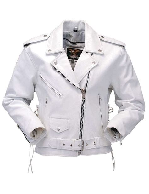 White Leather Motorcycle Jacket w/Side Lace #L6027LW - Jamin Leather®