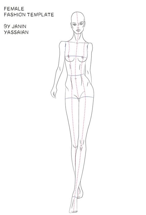 Walking Fashion Template-Front View in 2020 | Fashion illustration template, Fashion figure ...