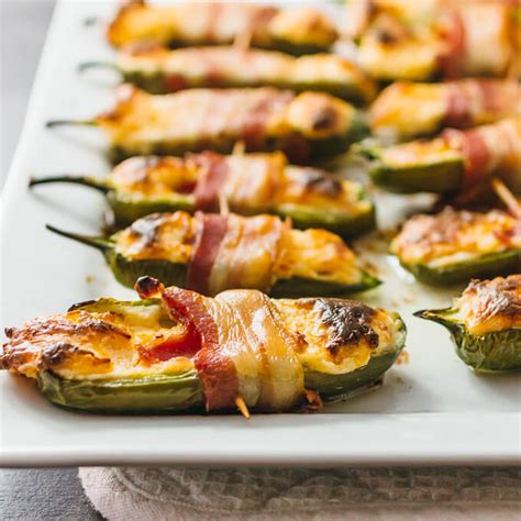 Bacon wrapped jalapeño peppers stuffed with cream cheese - savory tooth