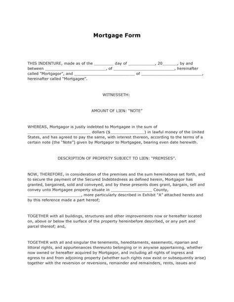 Free Mortgage Form | PDF Template | Form Download