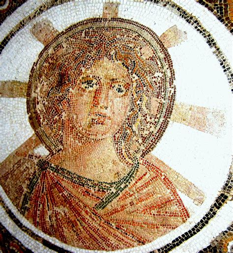 Solar Apollo with the radiant halo of Helios in a Roman floor mosaic ...