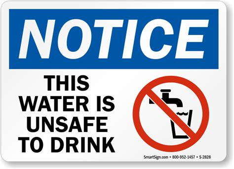 Water Unsafe To Drink OSHA Notice Sign, SKU: S-2828 - MySafetySign.com