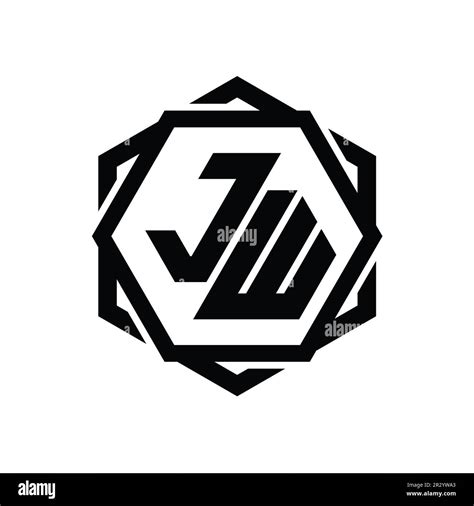 JW Logo monogram hexagon shape with geometric abstract isolated outline ...