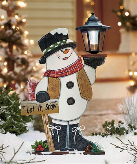 SNOWMAN SOLAR LIGHT LANTERN YARD LAWN GARDEN PORCH OUTDOOR HOME ...