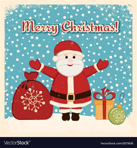 Retro christmas card with happy santa claus Vector Image