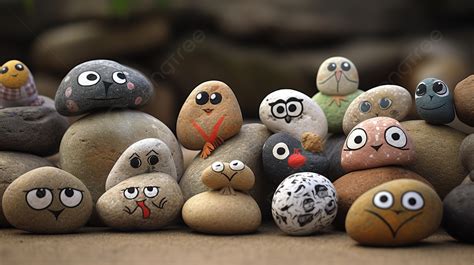 Group Of Rocks Painted With Faces On Them Background, Pictures Of Pet ...