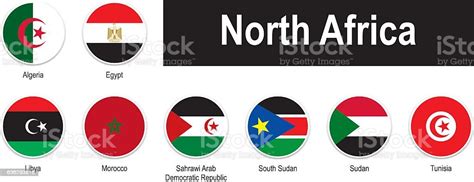 Flags Of North Africa Stock Illustration - Download Image Now - Africa, Algeria, Badge - iStock