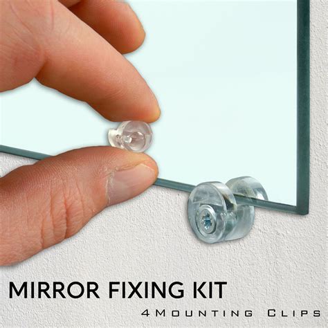 4 Mirror Wall Hanging Mounting Fixing Kit Frameless Plastic Mirror Wall Clips UK | eBay