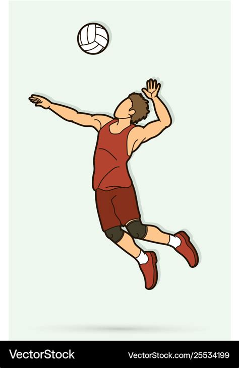 Man volleyball player jumping action cartoon Vector Image