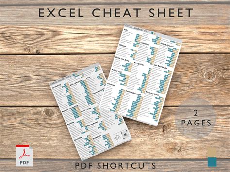 Microsoft Excel Shortcuts Printable Excel Cheat Sheet Workbook Productivity Excel Key Strokes ...