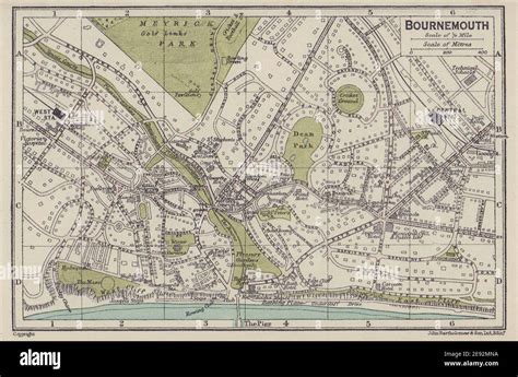 BOURNEMOUTH town city plan. Hampshire 1920 old antique vintage map chart Stock Photo - Alamy