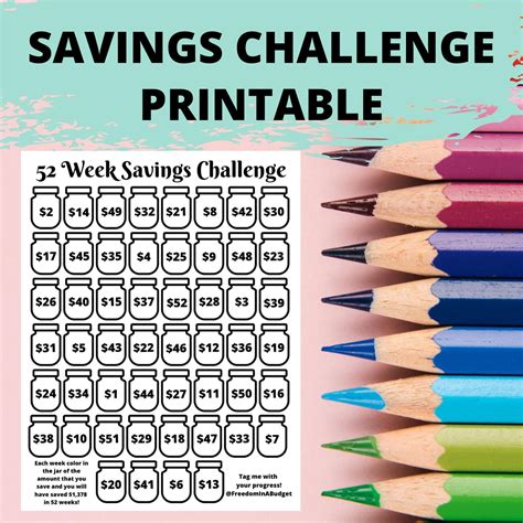 Money Saving Challenge Printable 52 Week Savings Challenge Savings Tracker Savings Planner 52 ...