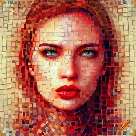Mosaic artwork featuring a woman