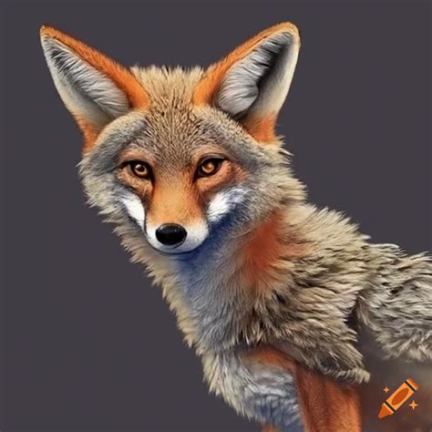 Realistic artwork of a fox-coyote hybrid on Craiyon