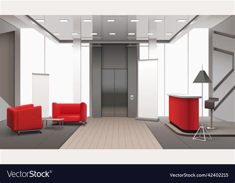 Lift lobby realistic interior Royalty Free Vector Image