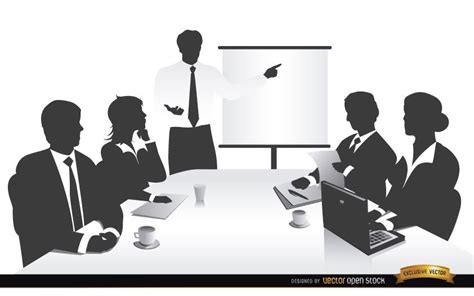 Business Meeting People Silhouettes Vector Download