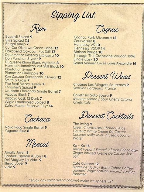 Menu at Con Alma pub & bar, Pittsburgh