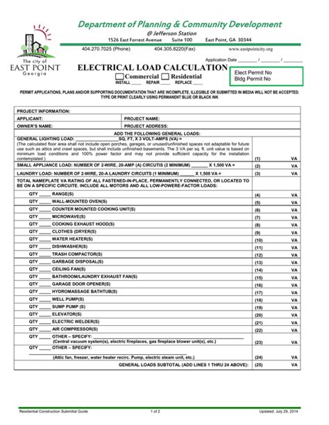 Electrical Load Calculation