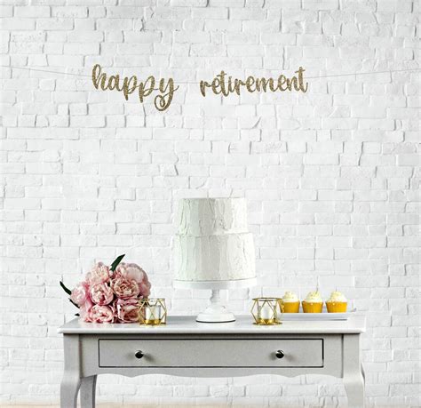 Happy Retirement Banner Gold Glitter Banner Retirement - Etsy