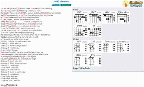 Hợp âm: Hello Vietnam - cảm âm, tab guitar, ukulele - lời bài hát | chords.vip