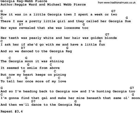 Country Music:Georgia Rag-Webb Pierce Lyrics and Chords