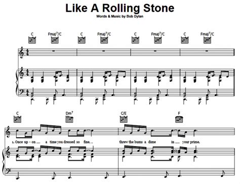 Bob Dylan - Like A Rolling Stone Free Sheet Music PDF for Piano | The ...