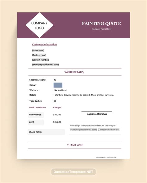 Painting Service Quote Template - PUR – Quote Templates