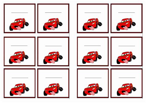 Cars Name Tags – Birthday Printable