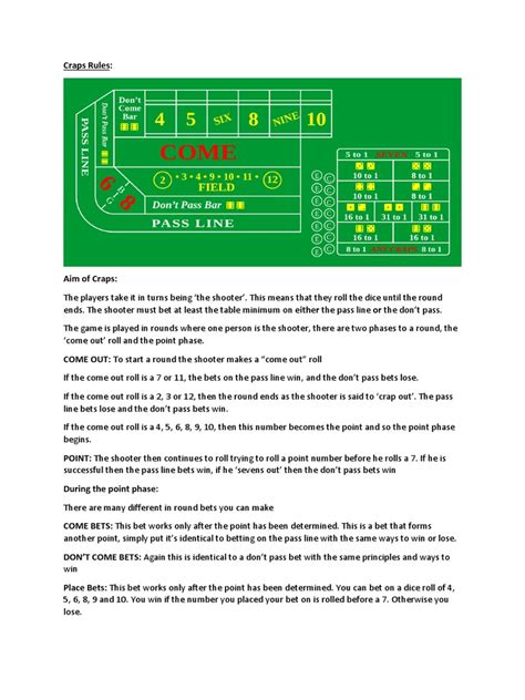 Craps Rules (1).pdf | Craps | Games Of Chance