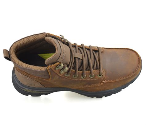 Mens Skechers Leather Wide Fit Memory Foam Casual Walking Ankle Boots ...