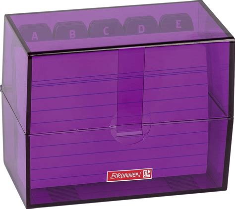 Brunnen 102057060 Index Card Box 12 x 9.5 x 6.5 cm for A7 Index Cards Polystyrene Purple Colour ...