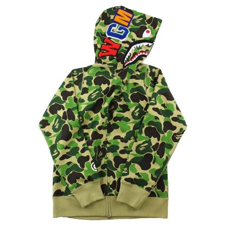 Bape ABC Green Camo Shark Full Zip Hoodie | SaruGeneral