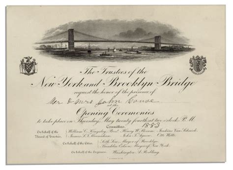 Lot Detail - Invitation to the Brooklyn Bridge Opening Ceremony -- Near ...