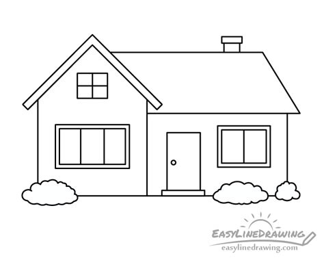 How to Draw a House Step by Step - EasyLineDrawing