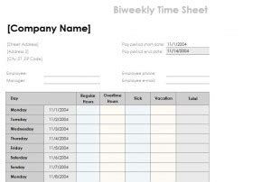 Biweekly Timesheet Template | Biweekly Timesheet Excel