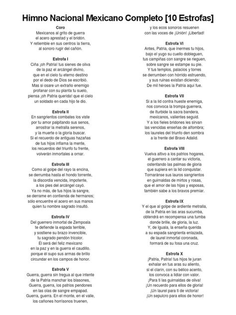 Himno Nacional Mexicano Letra