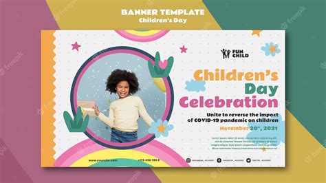 Premium PSD | Fun colorful children's day horizontal banner template