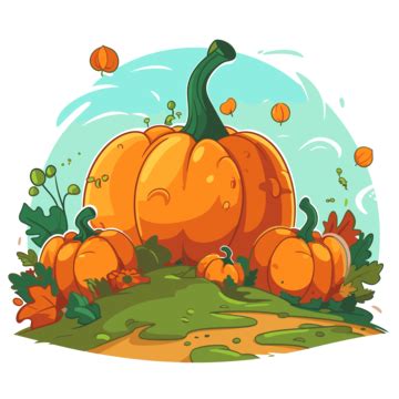 Pumpkin Patch Clipart Cartoon Cartoon Pumpkin Hill Vector, Pumpkin ...