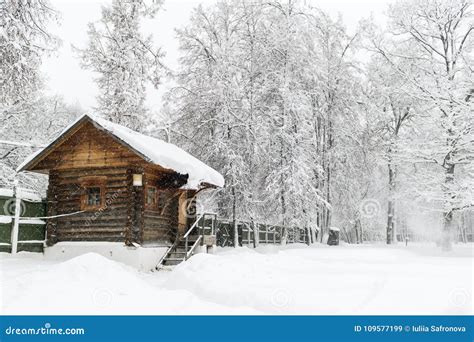 Wooden House. Winter Landscape. Russia, Polygon Drozhzhino. Stock Image ...