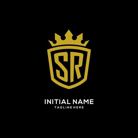 Initial SR logo shield crown style, luxury elegant monogram logo design ...