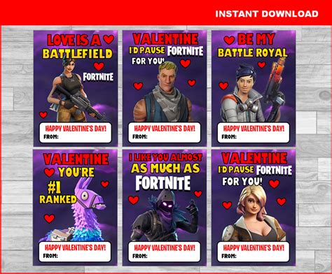 Free Printable Fortnite Valentines Cards - Printable Word Searches