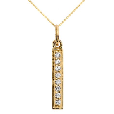 14k Yellow Gold Vertical Bar Diamond Necklace