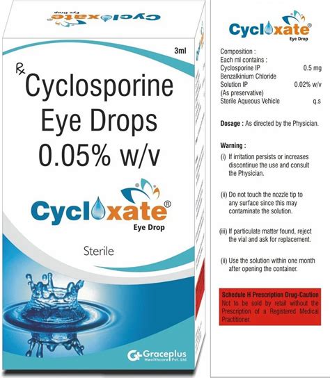 Cycloxate Cyclosporine Eye Drops, Packaging Size: 3 ml, Dose: As Directed By The Physician at Rs ...