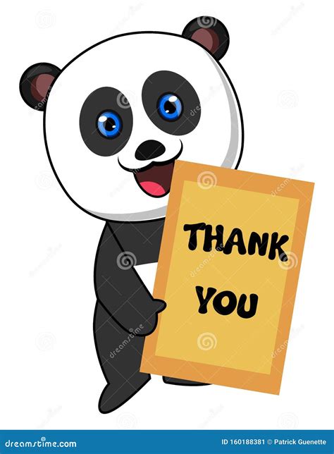 Panda with Thank You Sign, Illustration, Vector Stock Vector - Illustration of quality, drawing ...