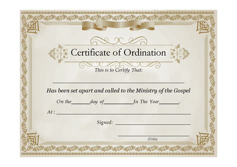 Free Printable Certificate Of Ordination Template - Printable Templates Free