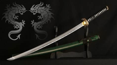 Dueling Dragon Emerald Green Samurai Katana Sword With Scabbard - $49.99 - YouTube