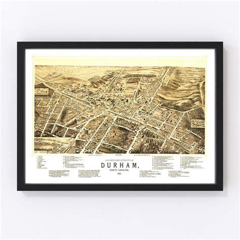 Vintage Map of Durham, North Carolina 1891 by Ted's Vintage Art