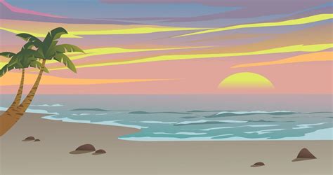 Cartoon Beach Sunset
