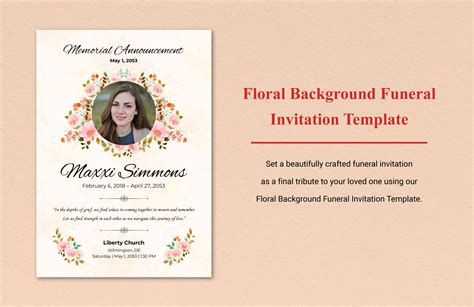 Floral Background Funeral Invitation Template in Word, PSD, Illustrator ...